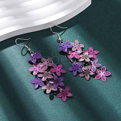430 Stainless Steel Flower Dangle Earrings EJEW-A137-07P-02-1
