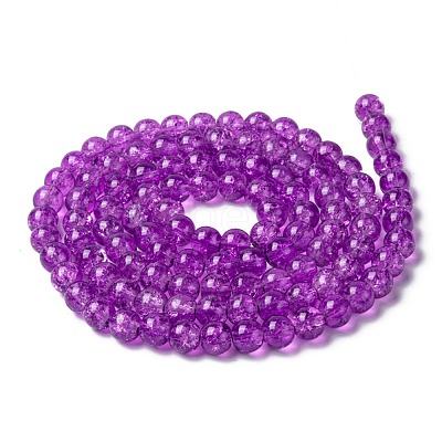 Spray Painted Crackle Glass Beads Strands CCG-Q001-8mm-12-1