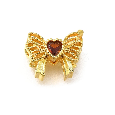Rack Plating Brass Micro Pave Cubic Zirconia Beads KK-F883-03G-1
