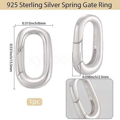 1Pc 925 Sterling Silver Spring Gate Rings STER-BBC0008-50C-1