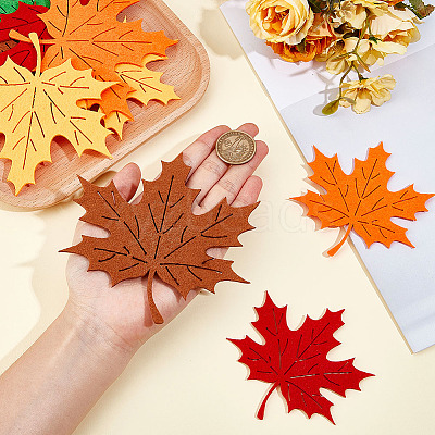 4 Sets Leaf Wool Needle Felting Decoration DIY-MA0006-83C-1