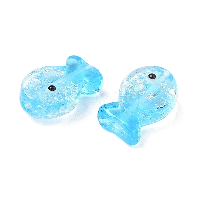Handmade Foil Lampwork Fish Beads FOIL-Z001-01D-1-1