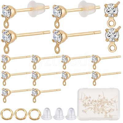 60Pcs Brass Stud Earring Findings KK-CN0002-06-1