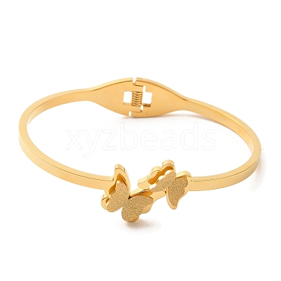 Adjustable Butterfly Vacuum Plating PVD Vacuum Plating 304 Stainless Steel Bangles for Women BJEW-F474-18G-1