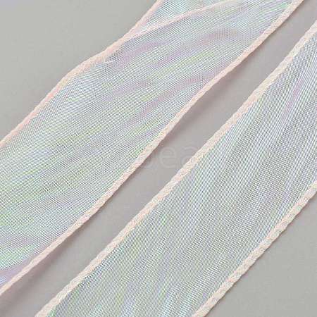 10 Yards Polyester Iridescent Lace Ribbon OCOR-WH20001-12D-1