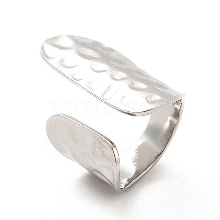 304 Stainless Steel Wide Flat Open Cuff Ring for Women RJEW-F131-16P-1