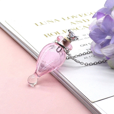 Lampwork Teardrop Perfume Bottle Necklaces PW-WG87909-01-1