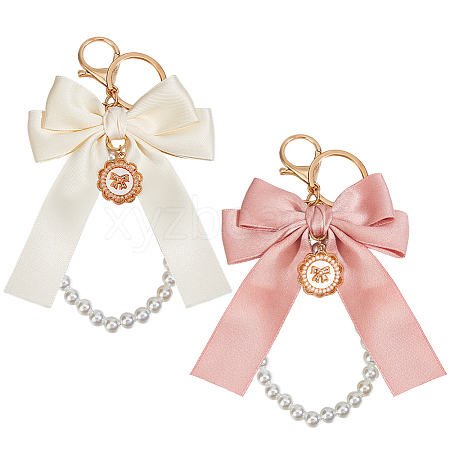 2Pcs 2 Colors Polyester Keychains KEYC-BBC0001-04A-1