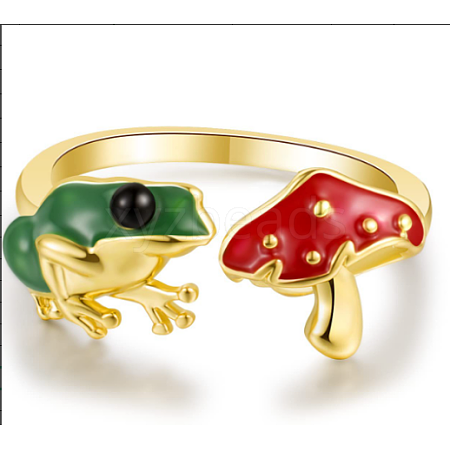 Frog & Mushroom Alloy Open Cuff Ring for Women JR943A-1