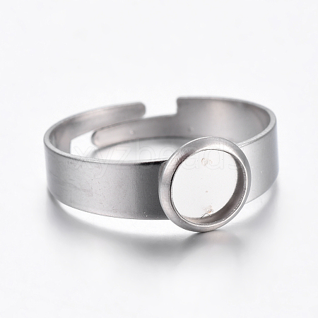 Tarnish Resistant Adjustable 304 Stainless Steel Finger Rings Components LS-STAS-G187-01P-6mm-1
