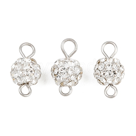 Round Polymer Clay Crystal Rhinestone Connector Charms PALLOY-JF04455-1