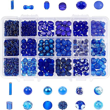   18 Style Blue Glass Beads GLAA-PH0007-08-1