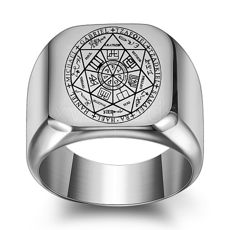 The Seven-Pointed Star Pattern 304 Stainless Steel Finger Rings FS-WGB7142-06-1