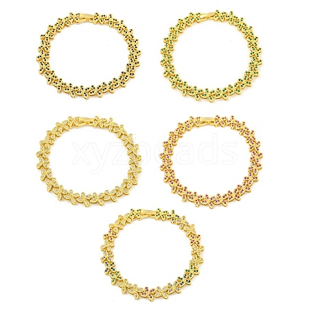 Rack Plating Brass Pave Cubic Zirconia Butterfly Link Bracelets for Women BJEW-B110-05G-1