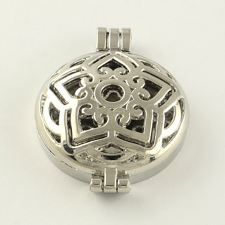 Rack Plating Hollow Brass Diffuser Locket Pendants KK-S662-P-1