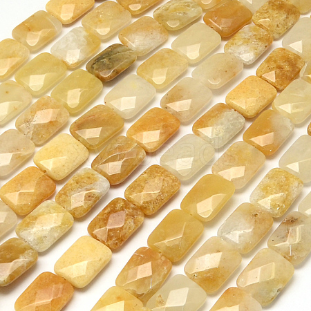 Faceted Rectangle Topaz Jade Beads Strands X-G-R304-13-1