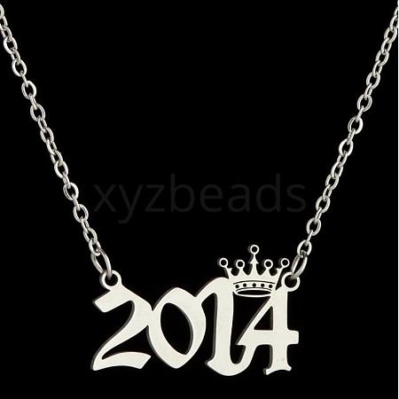 Crown Birth Year 201 Stainless Steel Pendant Necklaces for Women FS-WG4E8F2-75-1
