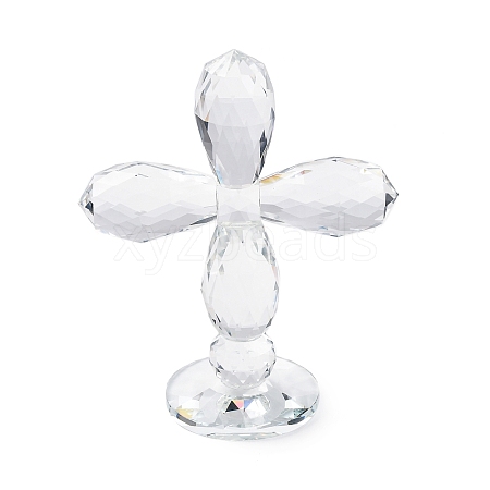 Natural Quartz Crystal Cross Figurines AJEW-H154-01C-1