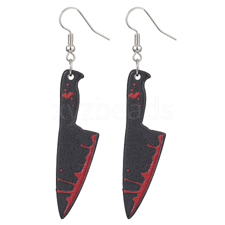 Hallowmas Printed Acrylic Dangle Earrings EJEW-JE06124-07-1