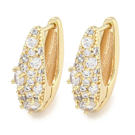 Brass Micro Pave Clear Cubic Zirconia Hoop Earrings for Women EJEW-S228-04G-1