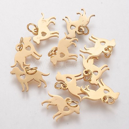 304 Stainless Steel Puppy Pendants STAS-Q201-T464G-1