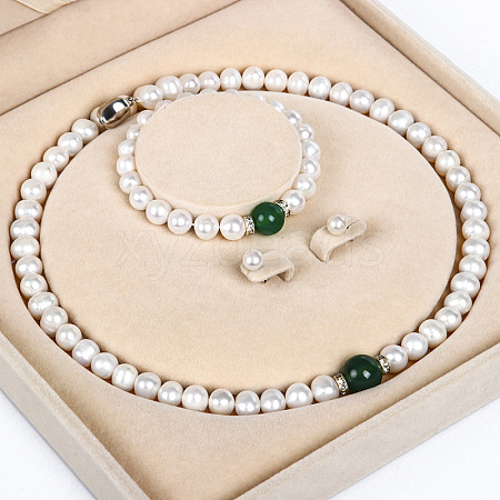 Natural Freshwater Pearl Beaded Necklace & Bracelets & Earrings Sets for Women WGE4EAE-42-1