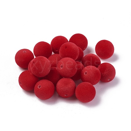 Flocky Acrylic Beads OACR-L011-C-06-1