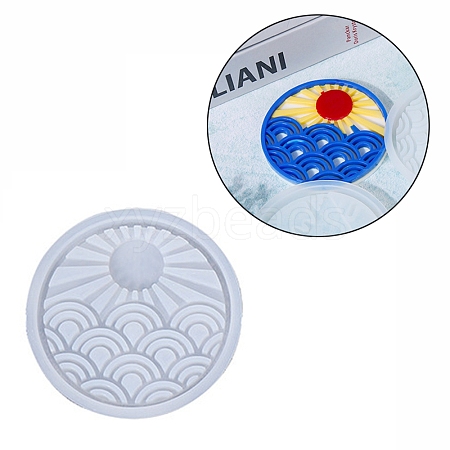 DIY Flat Round with Sun & Wave Cup Mat Food Grade Silicone Molds SIMO-PW0001-124A-1