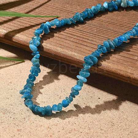 Natural Apatite Chip Beaded Necklaces for Men Women NJEW-G159-01I-1