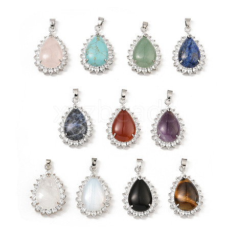 Natural & Synthetic Mixed Gemstone & Rhinestone Pendants G-K338-31P-1