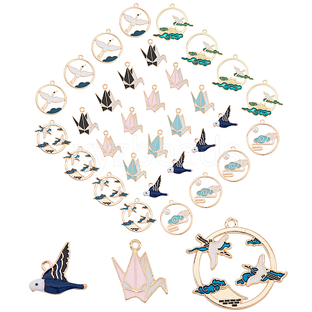 32Pcs 8 Style Alloy Enamel Pendants FIND-SC0002-19-1