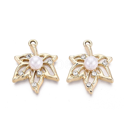Alloy with ABS Imitation Pearl & Crystal Rhinestone & Acrylic Pendants PALLOY-Q466-04G-01-1