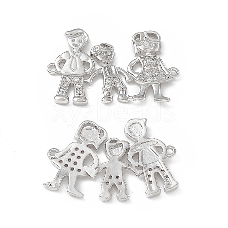 Brass Micro Pave Clear Cubic Zirconia Connector Charms KK-E068-VB361-1