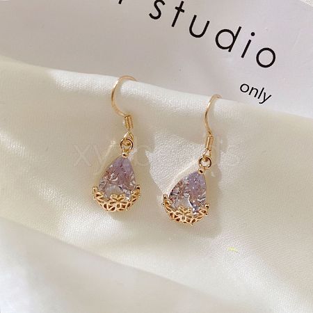 Elegant Classic Brass Cubic Zirconia Teardrop Dangle Earrings ZJ6767-1-1