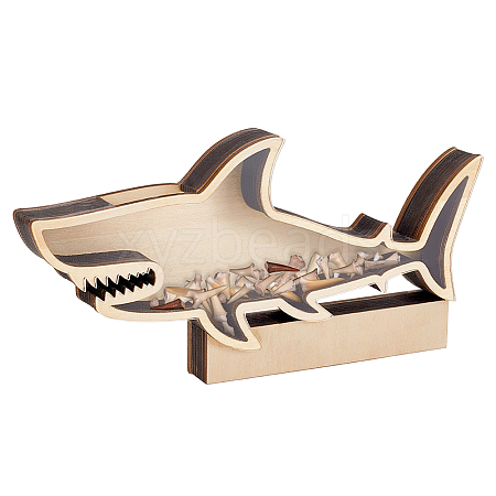 Shark Shape Wood Display Box DIY-WH0430-991-1