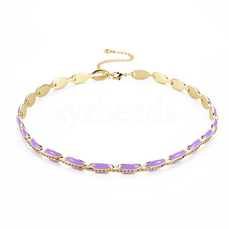 Brass Micro Pave Cubic Zirconia Link Tennis Necklaces for Women NJEW-T013-01G-06-1