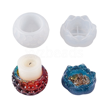 2Pcs 2 Styles Candle Holder Silicone Molds DIY-SZ0003-16-1