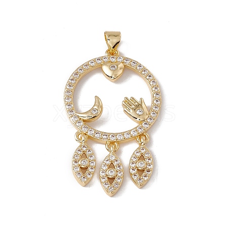 Brass Micro Pave Cubic Zirconia Pendants KK-G439-36G-1