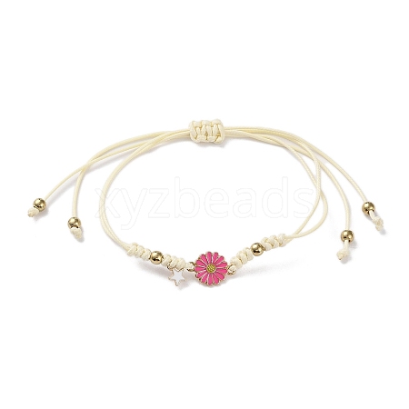 Sunflower Alloy Enamel Charms Braided Bracelets BJEW-A016-02-1