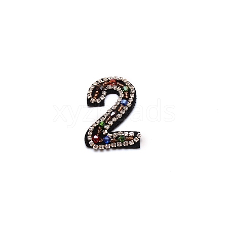 Number Colorful Rhinestone Patches DIY-WH0308-25B-1