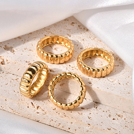 Wave Texture 304 Stainless Steel Finger Rings WGA78FE-02-1