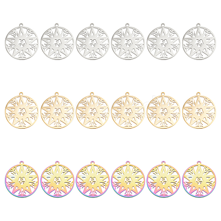 DICOSMETIC 18Pcs 3 Colors 304 Stainless Steel Pendant STAS-DC0012-38-1