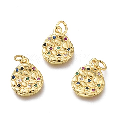 Brass Micro Pave Colorful Cubic Zirconia Charms ZIRC-H100-01G-1