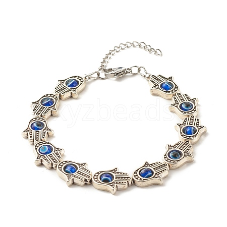 Hamsa Hand Tibetan Style Alloy Bracelets for Women BJEW-JB07728-1