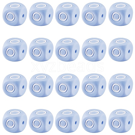 20Pcs Blue Cube Letter Silicone Beads 12x12x12mm Square Dice Alphabet Beads with 2mm Hole Spacer Loose Letter Beads for Bracelet Necklace Jewelry Making JX434O-1