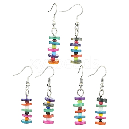 Dyed Shell Dangle Earrings EJEW-JE06083-1