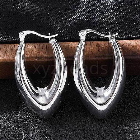 304 Stainless Steel Oval Hoop Earrings for Women EJEW-A125-31S-1