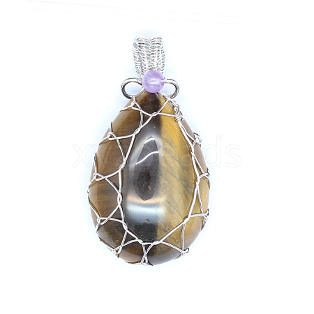 Natural Tiger Eye Pendants PW-WG69173-06-1