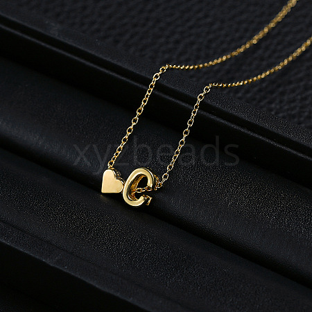 Alloy Letter Heart Pendant Necklaces for Women WGBB55E-25-1