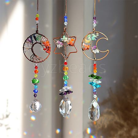 3pcs Crystal Glass Sun Catcher Pendant PW-WG41030-04-1